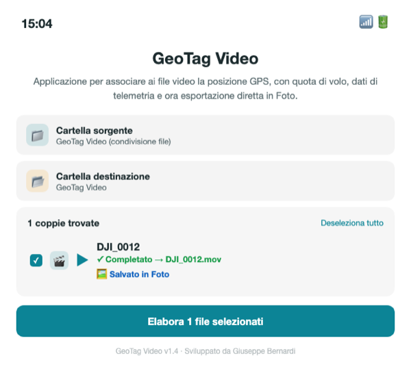 GeoTag Video su iPhone con il pulsante Salva in Foto